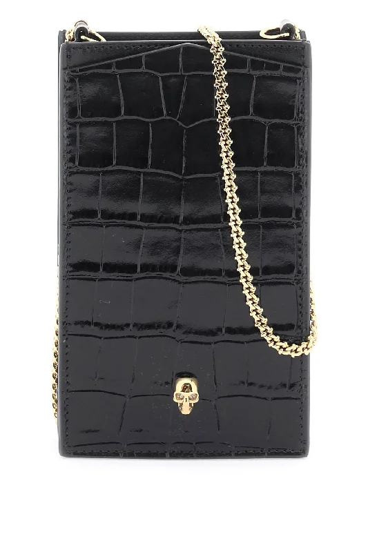 Women's bags with stylish handles and sleek shape for a contemporary, high-fashion look-skull crossbody phone holder