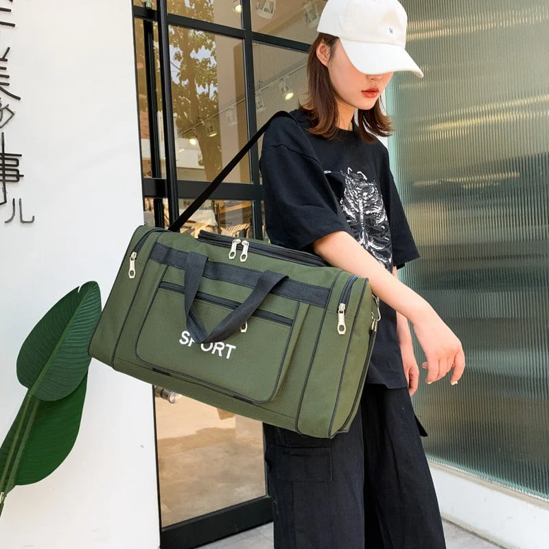 Designer women's bags with luxurious fabrics and chic embellishments for fashion-Unisex Foldable Large Capacity Short-distance travel Duffle Bags Multi-pocket Luggage Oxford Bag