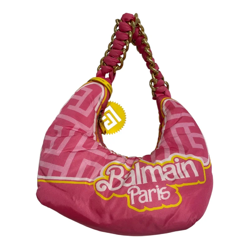 Women's bags with structured shape and smooth leather finish for a timeless design-BALMAIN/Hand Bag/Graphic/Polyester/PNK/barbie