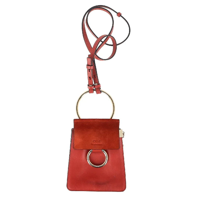 Women's bags with fun, colorful designs and playful details for a fun fashion statement-Chloé Mini Faye Crossbody Bag in Red Leather and Suede