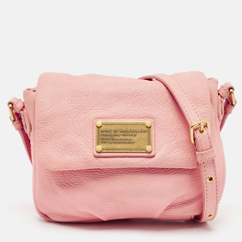 Women's bags with sleek design and simple hardware for a chic, minimalist appearance-Marc By Marc Jacobs Pink Leather Classic Q Isabelle Crossbody Bag