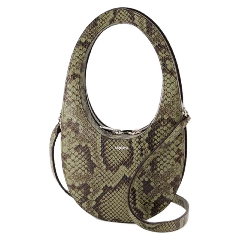 Women's bags with multiple compartments and zipper closure for organized storage-Python Printed Crossbody Mini Swipe Bag - Coperni - Leather - Green