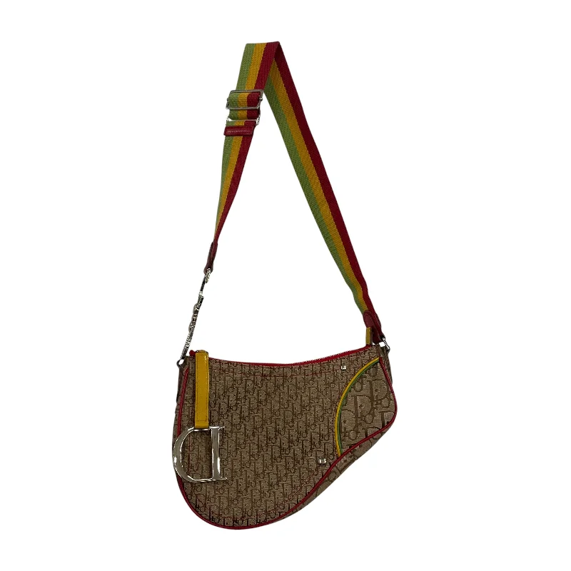 Stylish women's bags with bold pattern design and contrasting straps for added flair-Christian Dior/Hand Bag/Monogram/Cotton/KHK/DIORISIMOM RASTA SADDLE