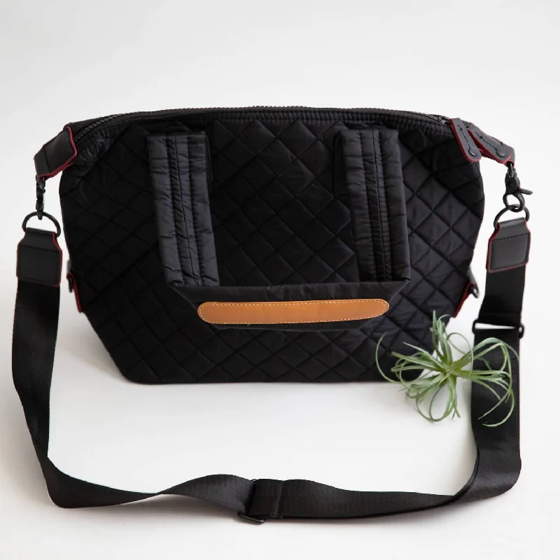 Fashion-forward women's bags with geometric patterns and bold hardware for unique style-Madelyn Quilted Set Pouch Crossbody Bag In Black