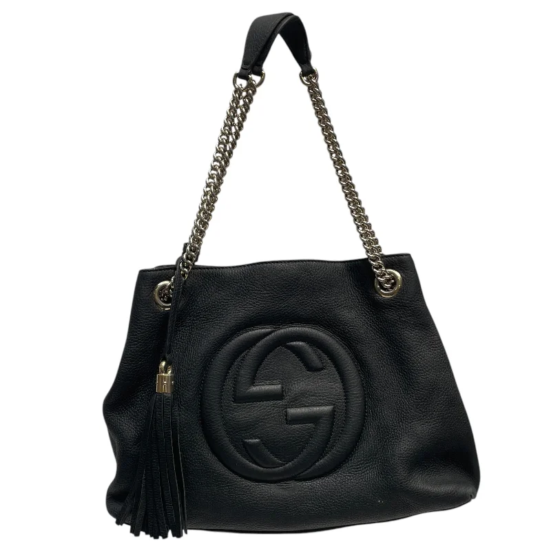 Elegant women's bags with rich velvet material and embroidered details for evening events-GUCCI/Cross Body Bag/Leather/BLK/Soho Chain Leather Bag