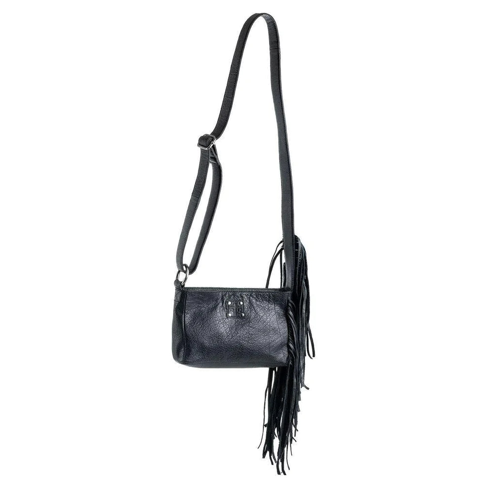 Trendy women's bags with boho-chic design and fringe details for casual style-STS Ranchwear Rhapsody Harmony Crossbody in Black