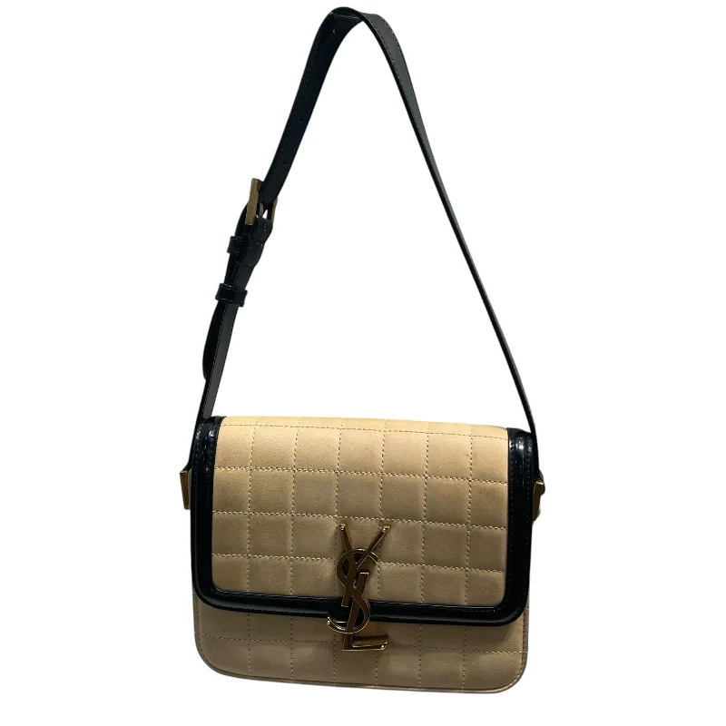 Women's bags with metallic accents and minimalist style for an edgy, fashionable look-YVES SAINT LAURENT/Hand Bag/FREE/Leather/BEG/Suede Quilted Solferino