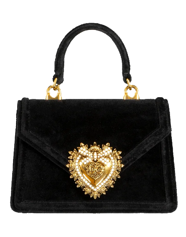 Women's bags with structured design and subtle texture for a refined, elegant finish-Nero Devotion Top Handle Velvet Bag