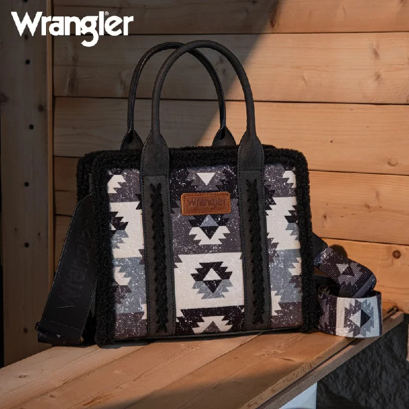 Elegant women's bags with structured silhouette and top zipper closure for secure storage-Wrangler Womens Southwestern Black Crossbody - WG166-8120S-BK