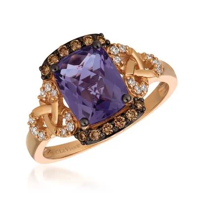 Rings with floral halo diamond arrangements -14K R/G RING 0.26 DIA 1.65 AM |H|