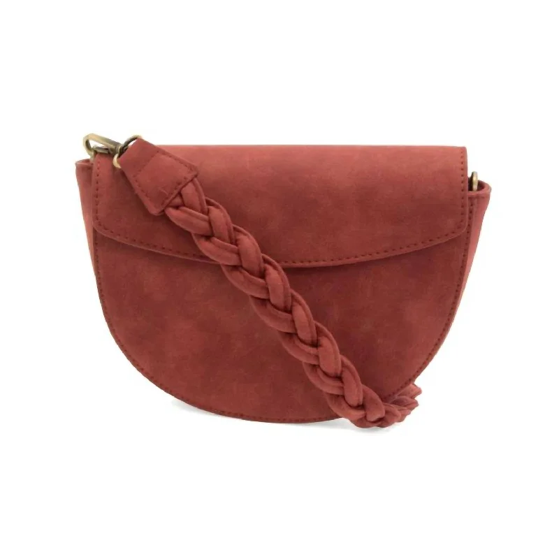 Women's bags with bohemian design and colorful details for a relaxed, carefree vibe-Women's Luna Crescent Crossbody Bag In Rust