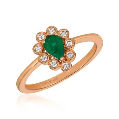 Rings with coral stones for vibrant pop -14K R/G RING 0.12 DIA 0.37 EM |O|