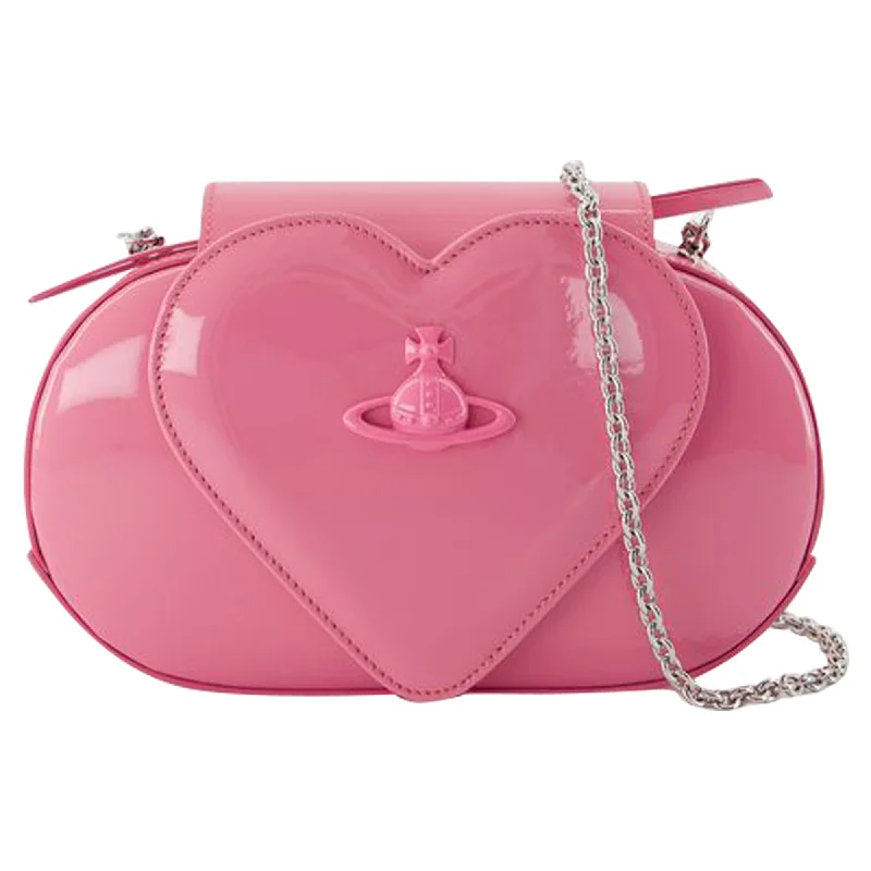 Practical women's bags with adjustable straps and spacious interior for versatility-Jonny Heart Flap Crossbody - Vivienne Westwood - Leather - Pink