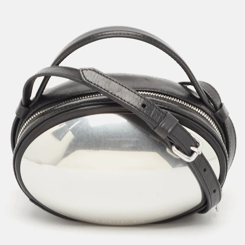 Trendy women's bags with subtle metallic finish and functional design for versatile wear-Alexander Wang Black Leather Small Dome Crossbody Bag