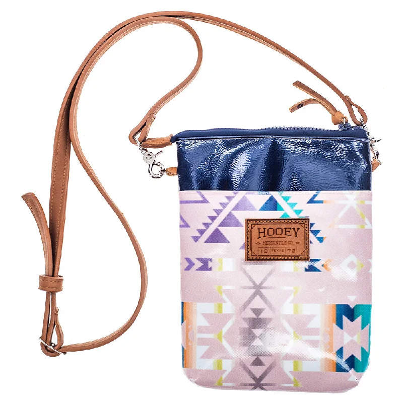 Women's bags with minimalistic design and subtle details for timeless elegance-"Monterrey" Pink/Navy Aztec Pattern Crossbody Purse