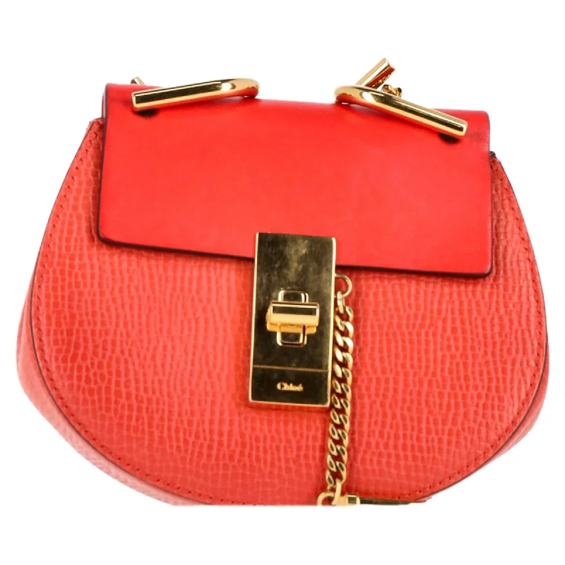 Women's bags with smooth, high-quality leather and spacious interior for practicality-Chloé Mini Drew Crossbody Bag in Red Leather