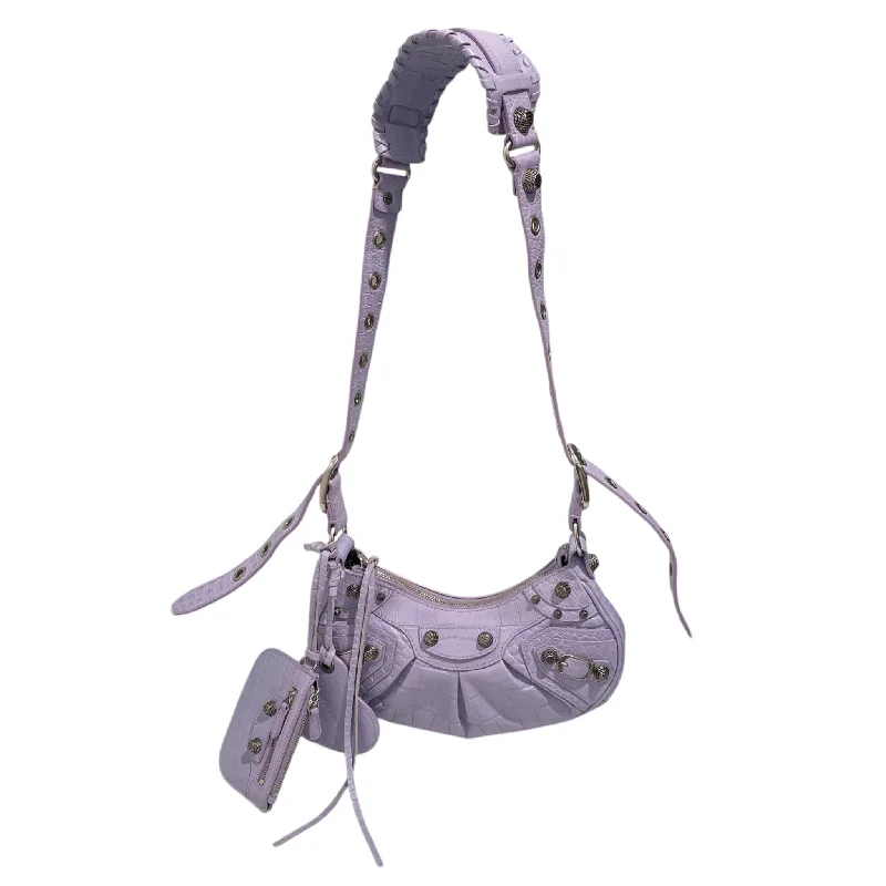 Practical women's bags with secure zippers and exterior slip pockets for convenience-BALENCIAGA/Hand Bag/Animal Pattern/Leather/PNK/LE CAGOLE LILAC XS