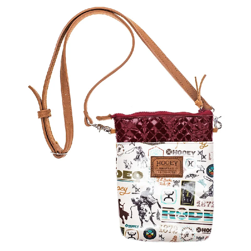 Women's bags with compact size and sleek design for easy travel and everyday use-"Hooey Rodeo" Cream/Burgundy Crossbody Purse