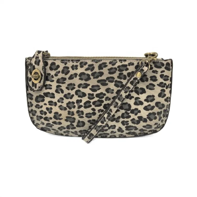 Women's bags with padded compartments for laptop and tablet protection for work or travel-Mini Crossbody Wristlet In Gray Leopard