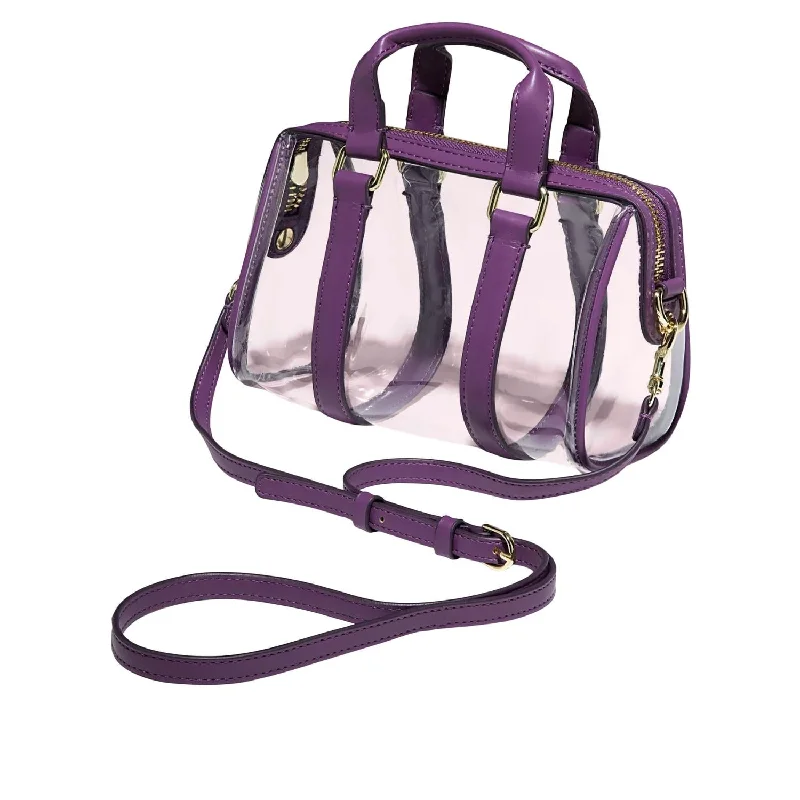 Practical women's bags with front pockets and shoulder strap for everyday use-Women's Clear Micro Duffle Crossbody Bag In Purple