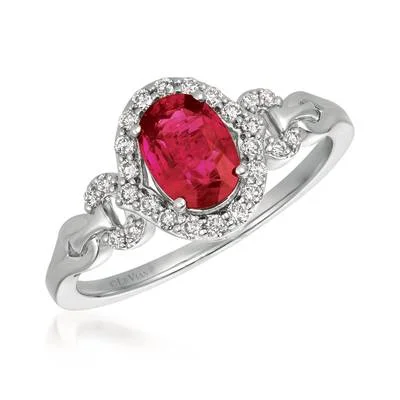 Engagement rings with classic solitaire ruby stones -14K W/G RING 0.20 DIA 0.70 RU |EHF|