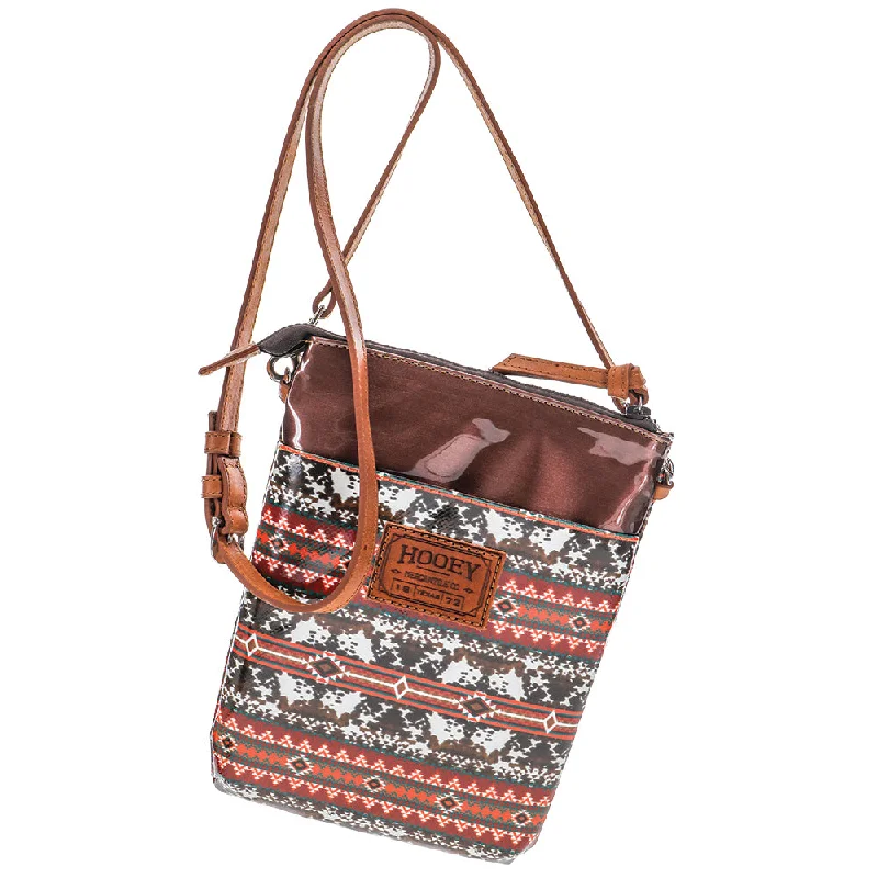 Fashion-forward women's bags with geometric patterns and fun design for bold fashion choices-"Ponderosa"  Brown/Red Crossbody Purse