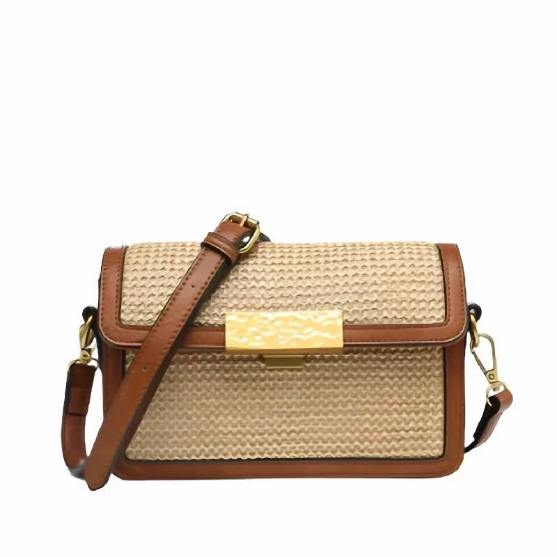 Women's bags with bohemian design and colorful details for a relaxed, carefree vibe-Elizabeth Straw Crossbody Bag In Natural