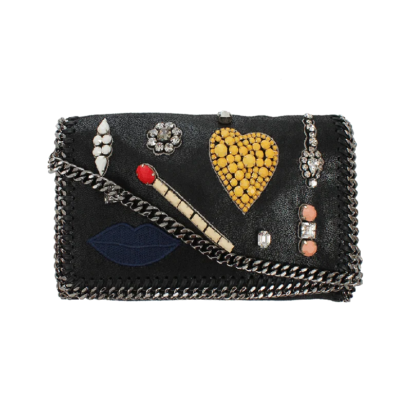 Trendy women's bags with faux fur details and compact size for trendy fashion-Crossbody Embroidered Clutch