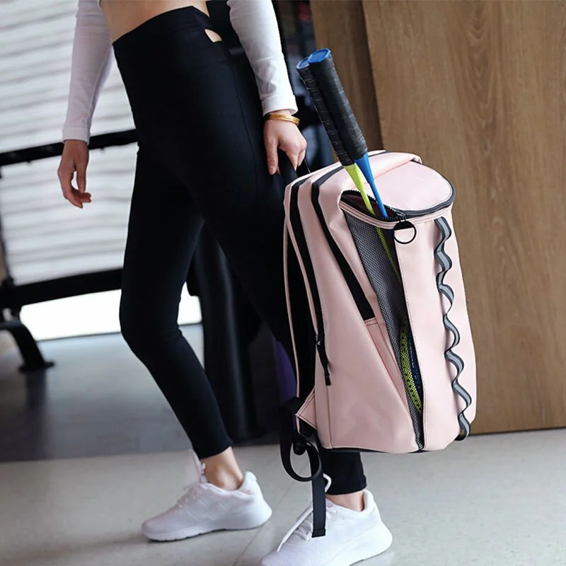 Women's bags with metallic straps and high-quality leather for a chic, elegant look-Women Gym Bag Pink Sport Bag For Women Fitness Waterproof Reflective Tennis Badminton Bag Softback