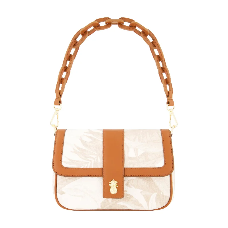 Women's bags with structured design and subtle texture for a refined, elegant finish-Leather Trim Floral Crossbody Flap