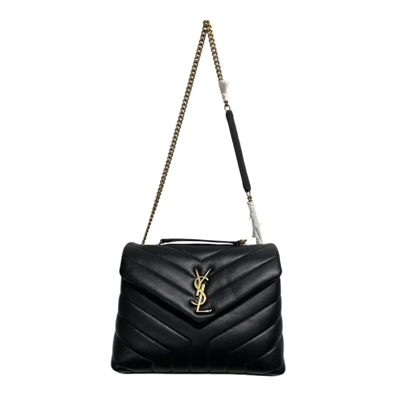 Classic women's bags with simple design and durable leather for everyday use-SAINT LAURENT/Hand Bag/Leather/BLK/loulou black gold