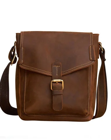 Women's bags with structured shape and smooth leather finish for a timeless design-Vintage Leather Small Messenger Bag Shoulder Bag Crossbody For Men