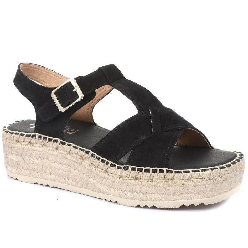 Casual sandals for women with flat soles and comfortable fit for everyday wear-Adrienne Suede Espadrille Sandals - ADRIENNE / 320 167