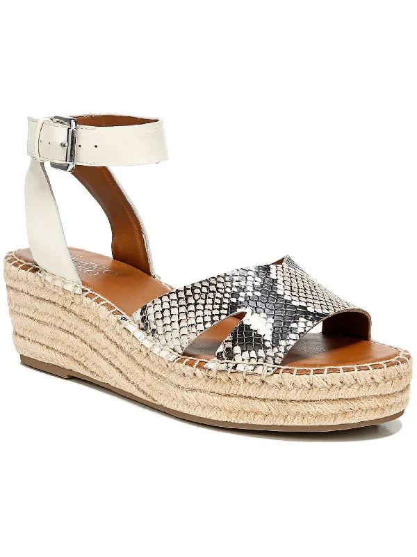 Waterproof sandals for women with durable straps and slip-resistant soles-Pellia 2 Womens Leather Snake Print Wedge Sandals