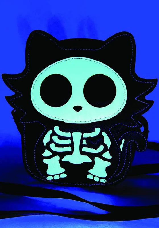 Women's bags with top handle and shoulder strap for versatile carrying options-Glow in the Dark Sugar Skull Cat | CROSSBODY BAG