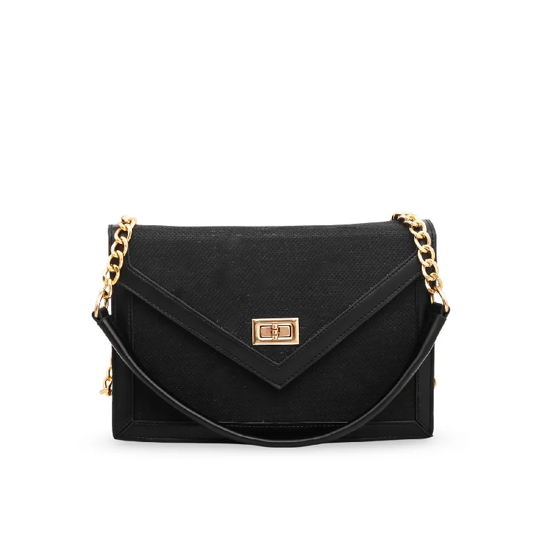 Women's bags with faux leather finish and multiple pockets for maximum organization-Black Crossbody Bag P54551