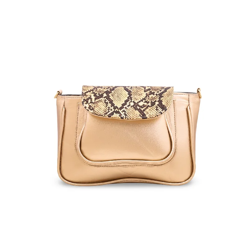 Fashion-forward women's bags with metallic finishes and sleek, modern design-Golden Crossbody Bag P54582