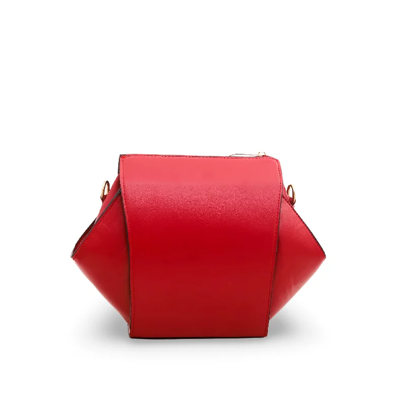 Elegant women's bags with satin material and crystal detailing for evening wear-Red Crossbody Bag P55505