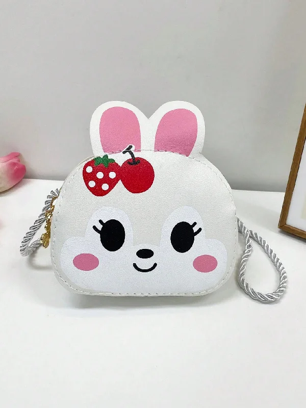 Women's bags with playful fringe details and vibrant colors for a fun fashion statement-Young Girl Leather Zipper Closure Cute Bunny Kid Mini Crossbody Bag