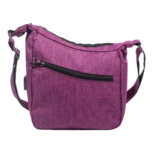 Elegant women's bags with woven texture and metallic chain strap for sophisticated look-Anti Theft Crossbody Bag Plum