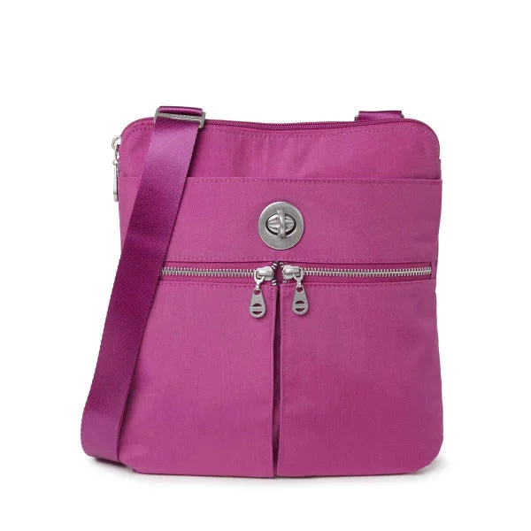 Women's bags with foldable design and lightweight material for easy portability-Baggallini Madras RFID Crossbody Bag Deep Fuchsia