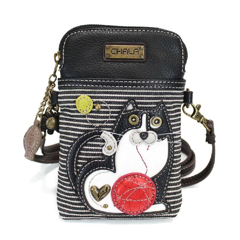 Trendy women's bags with playful pom-pom details and chic material for unique style-Chala Cellphone Crossbody Handbag CHUBBY CAT