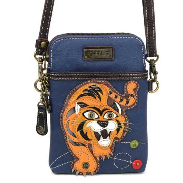 Women's bags with soft faux suede material and chic design for versatile wear-Chala Cellphone Crossbody Handbag Navy Tiger