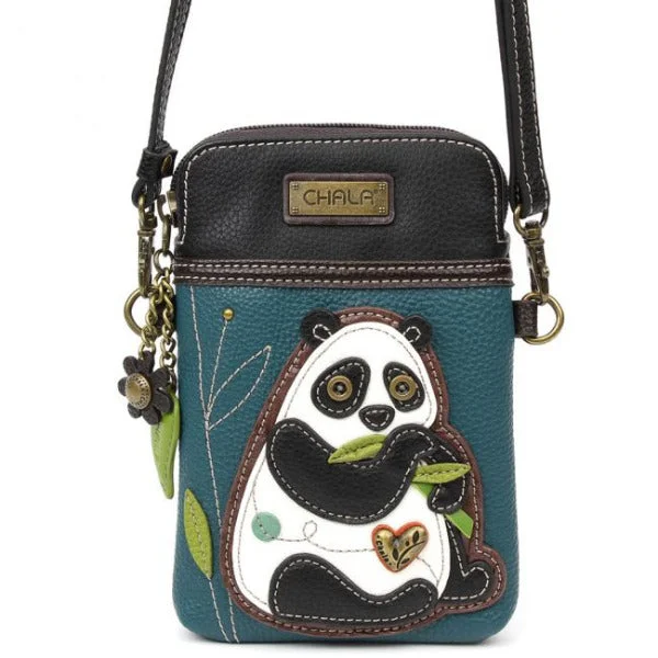 Women's bags with convertible design and adjustable straps for customized fit and style-Chala Cellphone Crossbody Handbag Turquoise New Panda