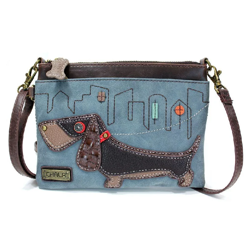 Women's bags with vibrant colors and smooth, textured leather for everyday appeal-Chala Mini Crossbody Handbag WEINER DOG