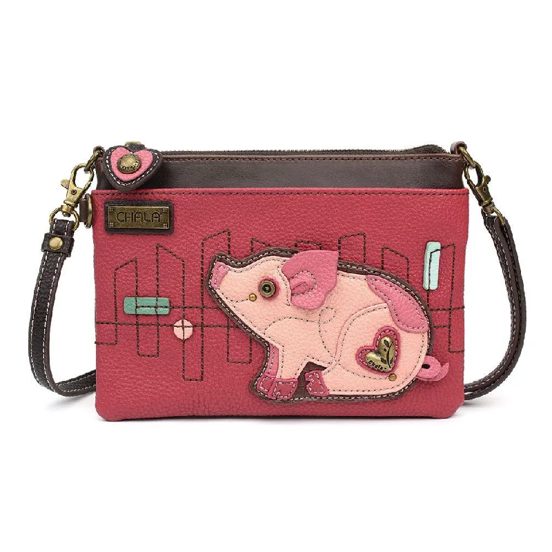 Women's bags with metallic accents and minimalist style for an edgy, fashionable look-Chala Mini Crossbody Handbag PINK PIG