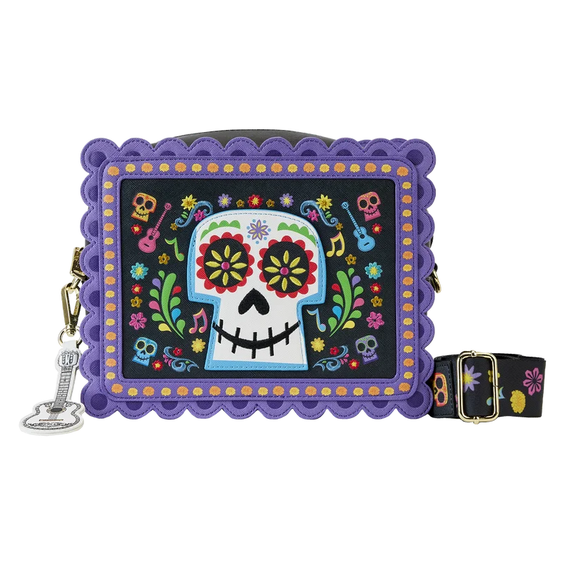 Women's bags with a structured shape and gold-toned accents for a luxurious touch-Loungefly Coco Miguel Calavera Floral Skull Crossbody Bag