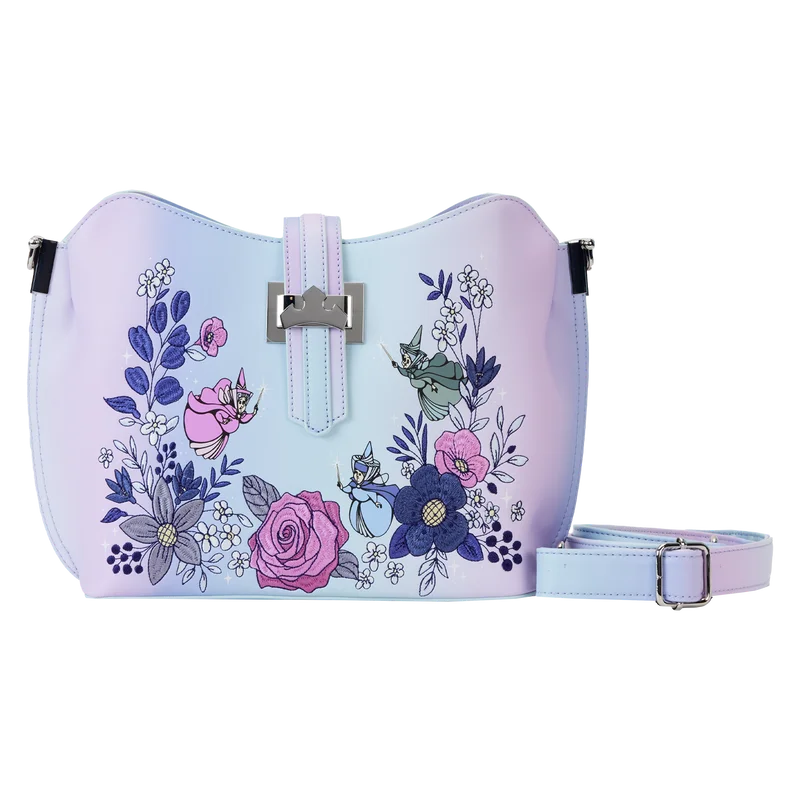 Practical women's bags with interior organization and exterior pockets for convenience-Loungefly Sleeping Beauty 65th Anniversary Floral Ombre Crossbody Bag