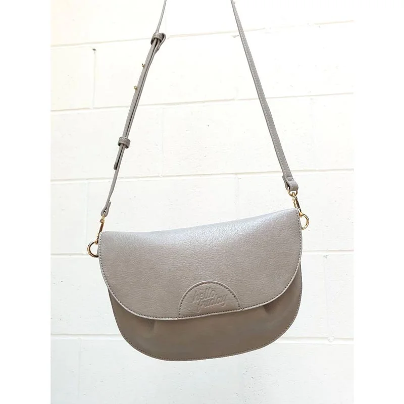 Women's bags with fold-over top and chic hardware for evening glamour and elegance-Nina Grey Crossbody Bag