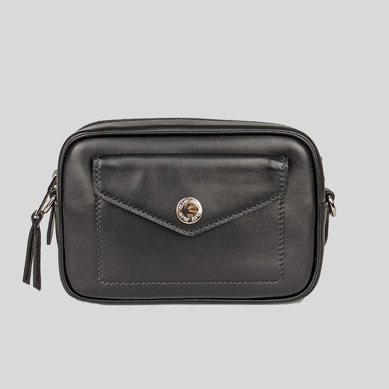 Chic women's bags with round shape and metallic accents for a unique style-Miu Miu Marsupio Small Camera Crossbody / Belt Bag Black RS-5BL013